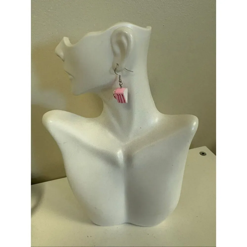 Strawberry shortcake cake slice statement Earrings